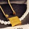 2024 Lente Luxe M Merk Vierkante Kubieke Designer Kettingen Hoogwaardige 18K Goud Dames Meisje Parel Valentijnsdag Verloving Liefdesbrieven Ketting Choker Partij Sieraden