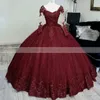 Платья Quinceanera Платья с длинным рукавом Милое кружевное бальное платье с аппликациями на шнуровке Sweet 16 Дебютантка Вечеринка День Рождения Vestidos De 15