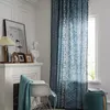 Geometriskt tryck Semiblackout gardin Tasselsbohemian Cotton Linen Blue Window Drapes For Bedroom Living Room Decoration 240109