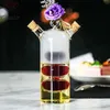 Copos de vinho criativo tubo duplo copo de vidro transparente mandarim pato martini cocktail festa bar café garrafa de vinho condenado drinkware yq240105