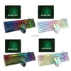 Toetsenborden T6RGB USB-oplaadlicht Gaming-toetsenbord en muiskit Regenboog USB Bedraad LED-gamingapparatuur voor PS4 OneL240105