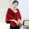 2023 Autumn Women Otwarte ściegie śluzowe szale z faux futra Flocking Short Cape Female Winter Pashmina Ovraps T299 240108