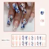 Kunstnagels Draagbare manicure French Fake Afneembare vierkante kop Middellange druk op volledige dekking T-vormige nageltips Dames