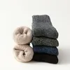5 paar winter warme herensokken wol mannelijke damessokken super dikkere effen sokken merinowollen sokken tegen koude sneeuw badstof sokken 240108