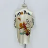 1.9 Праздничная шелковая свободная блузка с цветочным принтом с короткими рукавами или широкие брюки с высокой талией и завязками, женский комплект
