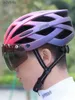 Cykelhjälmar Jepozra cykelhjälm Vuxna män Kvinnor med magnetiska glasögon cykelhjälm med bakre LED -ljus justerbar för vägcykelcykel240109