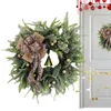 Decorative Flowers Christmas Wreath Artificial Door Decoration Wall Garland Bell For Porch Garden Easter All Season Outdoor