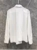 Blouses pour femmes Chemises en coton 2024 Printemps Mode Blanc Noir Haute Qualité Femmes Col rabattu À Volants Fleur Élégant Lâche