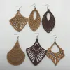 Dangle Earrings 2024 Ins Coffee Wood Hollow Out Flower Geometric Africa Vintage Hip-hop Rock Wooden DIY Women Party Club Jewelry