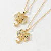 Pendant Necklaces Women's Necklace Animal Elephant Colorful Crystal Zircon Plated 18k Gold Lock Bone Chain Original Fashion Jewelry