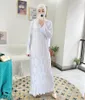 Vêtements ethniques Dernières Islamique Élastique Plissée Maxi Robe Motif Géométrique Intérieur Femmes Musulmanes Abaya