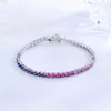 Braccialetti puro sier 1421 cm Tennis Bracciale Pave da 3 mm Bling Rainbow zircone bellissimo gioiello vero per le donne