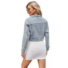 2024 Designer Denim Jacket Women Spring Fall Long Sleeve Denim Coat Fashion Blue Single Breasted Shirt Tops Casual Outwear Bulk Wholesale Clothing 10508