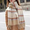 100 véritable laine hiver femmes Plaid cachemire écharpe à carreaux foulards femme treillis grand châle et enveloppes chaud Pashmina pour dames 240108