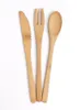 3PCSSET Bamboo Zestaw stolika 16 cm Naturalne bambusowe wyścigowe wydzielacze nóż łyżka na zewnątrz kemping