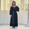 Abbigliamento etnico Ultimo diamante che borda Kimono Abito musulmano Abaya Nappa a figura intera Abito da sera mediorientale MQ074