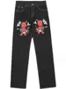 Jeans voor heren Duivel bedrukte High Street Vintage Y2K-kleding Zwarte baggy jeans Rechte broek Streetwear wijde pijpen broek HerenL231003