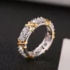 Cluster Ringen 1 stks Luxe Elegante Glanzende Zirkoon Kruis Voor Vrouwen Mode Eenvoud Ring Party Decor Festival Geschenken