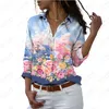 Chemisiers pour femmes, chemise pour dames, fleur imprimée en 3D, beau Style décontracté, tendance de la mode, 2024