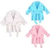 Citgeett 1-6Y Autumn Winter Kids Girls Bathrobe Sleepwear Solid Fur Long Sleeve Turn Down Collar Pocket Robes 3 Colors 240108