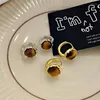 Hoop Earrings 925 Sterling Silver Tiger's Eyes Geometric For Women Girl Liquid Lava Design Jewelry Party Gift Drop