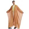 Etniska kläder män Jubba Thobe Chiffon Ramadan Long Robe Bat Sleeve Kaftan Arabic Open Abaya Dubai Eid Turkiet Islamiskt muslimskt mode