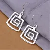 Boucles d'oreilles créoles, 10 paires, Lot, prix de gros, belle boucle d'oreille carrée plaquée argent rétro, haute qualité, bijoux classiques à la mode