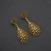 Boucles d'oreilles pendantes italiennes Vintage classiques paon écran ouvert feuilles automne et hiver