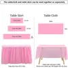 Pink engångsplastbara dukar bordskjolar täcker för födelsedagsfest ons dekor brud baby duschar 240108