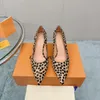 2024 new style sharp leopard print high heels women cut men's heel stiletto Baotou work shoes sexy French single shoes