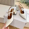 Designer Party Dress Shoes Pointed Mary Jane Sandals With Bow Heels Fashion äkta läderkvinna Pumpar Pärlor Shoe Square High Heels Designskor Spring Top Quality