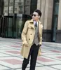 Herrgravrockar Mens Brown Man dubbelbröst vår Autumn Coat Mänkläder Slim fit Fashion Overrock Långärmdesigner