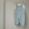 7509 Kinder Overalls Baumwolle Dünne Denim Hosenträger Hosen Baby Jungen Denim Hosen Retro Casual Lose Mädchen Overalls Kinder Overall 240108