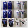 Mens #1 Zion Williamson Duke Blue Devils Basketball Jersey Stitched #5 RJ. Barrett #5 Paolo Banchero Duke Jerseys S-3XL