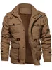 Effen Dikke Rits Cargo Jassen Voor Mannen Stand Kraag Muti Pocket Lange Mouw Heren Kleding Herfst Winter Warme Overjassen man 240108