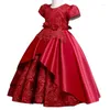 Mädchenkleider Weihnachten Mädchen formelles Kleid Kinder Langes Satin besticktes Prinzessinnenkleid für Halloween Geburtstagsfeier Jahr Geschenk