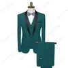 Thorndike HighEnd Mens Suit Black Collar Male Wedding Groom Slim Fit Standerd Size Blazer Set Tuxedojacketpantvest 240108