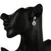 Dangle Earrings Teardrop For Wedding Cubic Zirconia Drop Pierced Clip Women Bridal Jewelry