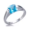 Anneaux de cluster 8 mm Suisse Blue Topaz Rhodium sur bague en argent sterling