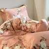 Sängkläder sätter vårblommande blommor flickor set ultralik lyx 600 tc egyptisk bomull 1duvet täcker 1bbed ark 2pillowcases