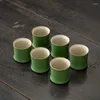 Кофейники Бамбуковая чашка для воды Кружка большой емкости Керамический чай Зеленый ретро Офисный сад