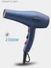 Haardrogers 220V Blauwe Föhn En Mondstuk Eu Föhn Haarkam Borstel 2300W Vermogen Professionele Kappersapparatuur Styling Tools Q240109