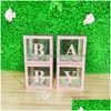 Gift Wrap 4st Clear Cardboard Cube Box Plastic Balloon Gift Baby Shower Paper Bag Party Favor Candy Dragee Cake Wedding Packaging7709 OTWLV