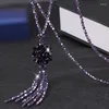 Pendant Necklaces Korean Crystal Bead Long Necklace Women Autumn Winter Joker Sweater Chain Fashion 2024 Kpop Tassel Neck Decoration