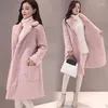 Giacche da donna 2024 Giacca invernale da donna Cappotto di pelliccia scamosciata Moda spessa finta pelle di pecora Cappotto lungo femminile Solido caldo Trench elegante