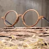 Chfekumeet retro okulary optyczne okrągłe drewno mężczyźni kobiety okulary okulary z obiektywami okularami ramek 240109