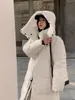 Trench da donna Inverno Rosa Parka lungo con cappuccio Cappotto spesso antivento caldo Abbigliamento da neve casual Capispalla imbottito in cotone