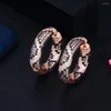 Boucles d'oreilles créoles, bijoux en pierre précieuse plaquée cuivre, avec imprimé léopard en Zircon multicolore et accessoire Python