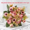 Decorative Flowers Silk Artificial Roses Small Daisies Bouquet Eucalyptus Leaves Fake Flower Shopping Mall Decoration Imitation Red Rose