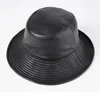 Primavera/inverno japonês feminino balde de couro genuíno chapéus masculino/feminino preto pescador bonés fácil transportar rua bonnet 240108